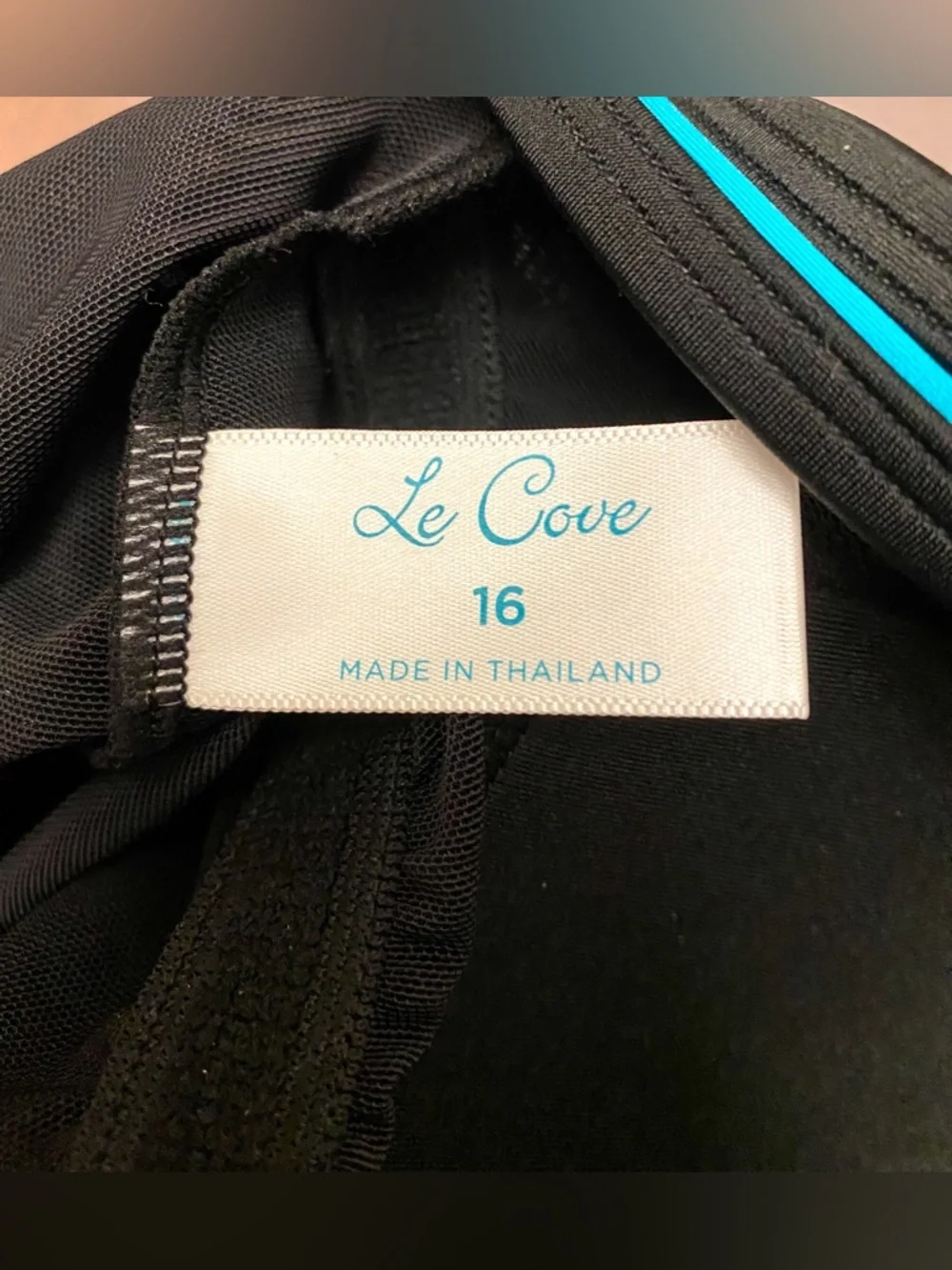 Le Cove Black Turquoise Polka Dot SZ 16 Pin-up Style High Waist Swimsuit Dress - Picture 9 of 10